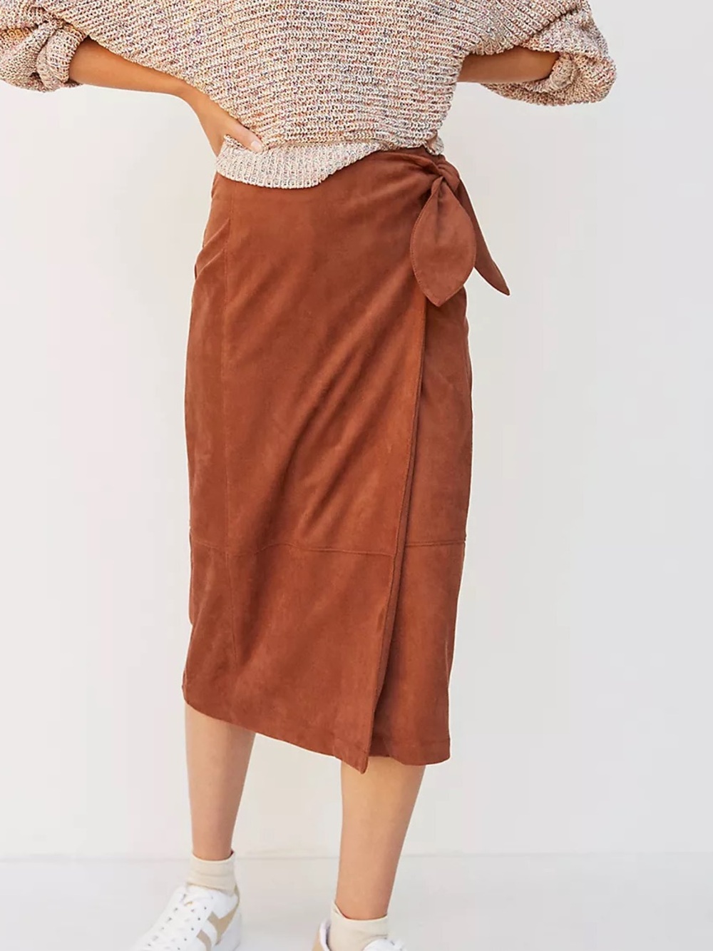 Anthropologie Suede Tie-Waist Midi Skirt | Size S